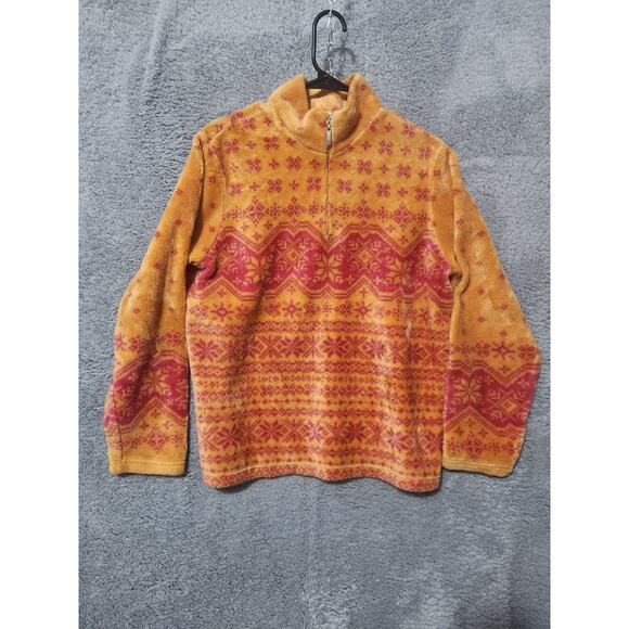 Talbots Fleece quarter zip Womens Medium Red Orange In USA - Picture 1 of 6